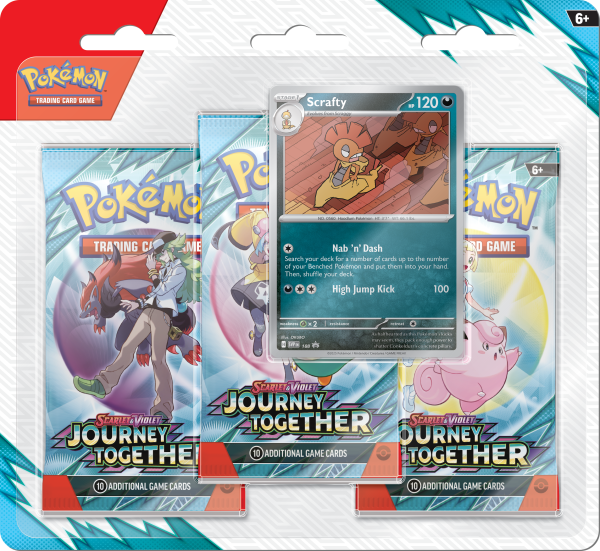 Pokémon Journey Together, SV09, 3 Pack Blister Scrafty