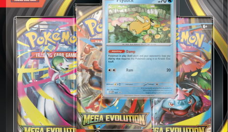 Mega Evolution 3 Pack Blister Psyduck, 3 Pack Blister, Pokémon Trading Card Game, Mega Evolution, Mega Evolution 3 Pack Blister Golduck