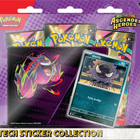 Ascended Heroes Tech Sticker Collection Gastly, Premium Poster Collection Mega Lucario, Booster Bundle, Elite Trainerbox, Pokémon Trading Card Game, Mega Evolution