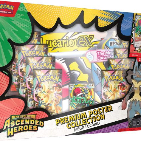 Ascended Heroes Premium Poster Collection Mega Lucario, Booster Bundle, Elite Trainerbox, Pokémon Trading Card Game, Mega Evolution