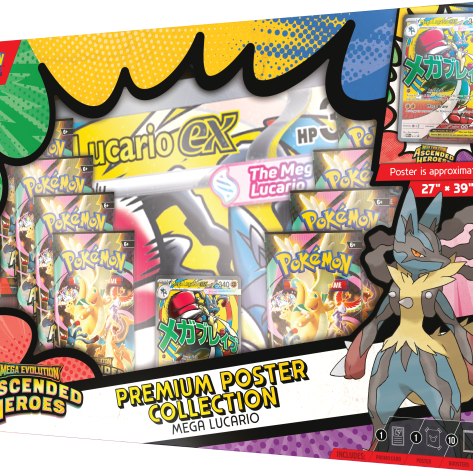 Ascended Heroes Premium Poster Collection Mega Lucario, Booster Bundle, Elite Trainerbox, Pokémon Trading Card Game, Mega Evolution