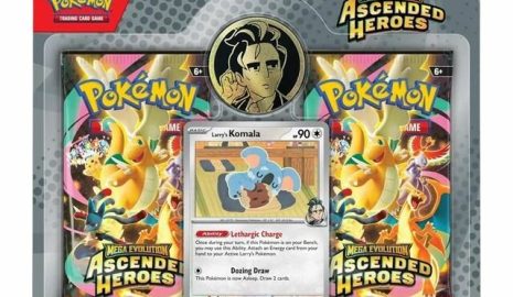 Ascended Heroes Tech Sticker Collection Charmander, Premium Poster Collection Mega Lucario, Booster Bundle, Elite Trainerbox, Pokémon Trading Card Game, Mega Evolution, Ascended Heroes – 2-Pack Blister: Larry’s Komala