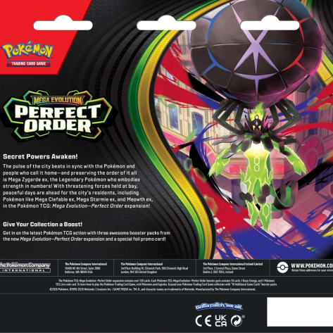 Perfect Order Boosterbox, Meowth, Starmie, Clefable, Zygarde, Perfect Order Sleeved Booster, Perfect Order Booster Bundle, Perfect Order Premium Checklane Clawitzer, Perfect Order Premium Checklane Steelix, Perfect Order Premium Checklane Cinderace, Perfect Order Premium Checklane Meganium, Perfect Order Elite Trainerbox, Perfect Order 3-Pack Blister Chikorita